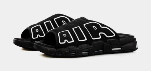 Nike Air More Uptempo Slide Mens Slides (Black) -Nike 0377e756523bc681535e8e8b9dd024eb