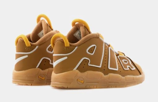 Nike Air More Uptempo Wheat Infant Toddler Basketball Shoes (Wheat/White/Pollen/Gum Light Brown) -Nike 10b320b78fd6b2a7ca551f5ba0a26f9e