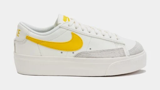 Nike Blazer Low Platform Womens Lifestyle Shoes (White/Yellow) -Nike 13039edbd6e54b9c16203df228957786