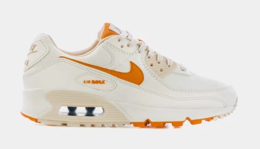 Nike Air Max 90 SE Womens Lifestyle Shoes (White/Yellow/Orange) -Nike 27ec5a4cece538083e76c56ea546002a