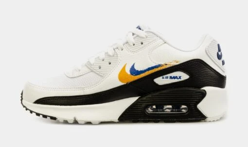 Nike Air Max 90 Double Swoosh Grade School Lifestyle Shoes (White/Black) -Nike 2c70bf0bd9e1bf879466cad8f5e99ce7