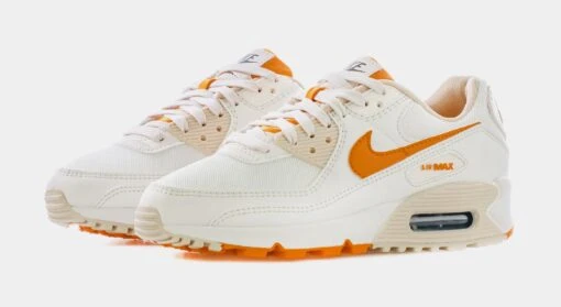 Nike Air Max 90 SE Womens Lifestyle Shoes (White/Yellow/Orange) -Nike 302c83494ac19fa92298dbae0b6dafe2