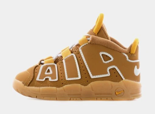 Nike Air More Uptempo Wheat Infant Toddler Basketball Shoes (Wheat/White/Pollen/Gum Light Brown) -Nike 391a4dfcf38a82f34f068e9a16904b07