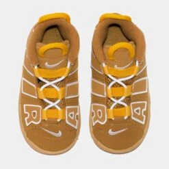 Nike Air More Uptempo Wheat Infant Toddler Basketball Shoes (Wheat/White/Pollen/Gum Light Brown) -Nike 3a610cc1fc785b7b39856655c7ce6e9c