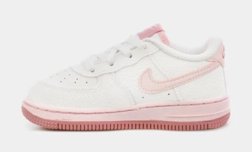 Nike Air Force 1 Infant Toddler Basketball Shoes (White/Pink) -Nike 437658e0054e3dbb1db3d666e96ad6a9