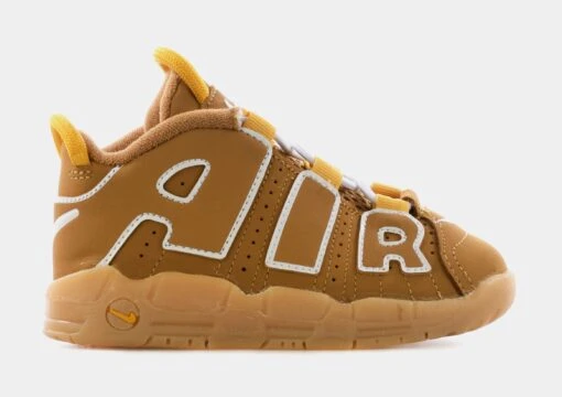 Nike Air More Uptempo Wheat Infant Toddler Basketball Shoes (Wheat/White/Pollen/Gum Light Brown) -Nike 641c68ff3fa3f7108343f280ddc0fd6f