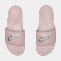 Nike Benassi Womens Slide Sandal (Pink/Silver) -Nike 6f5ac6c34b603328b7f88c7d4bff3150