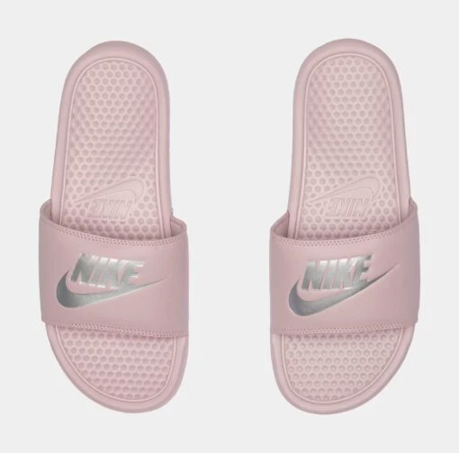 Nike Benassi Womens Slide Sandal (Pink/Silver) -Nike 6f5ac6c34b603328b7f88c7d4bff3150