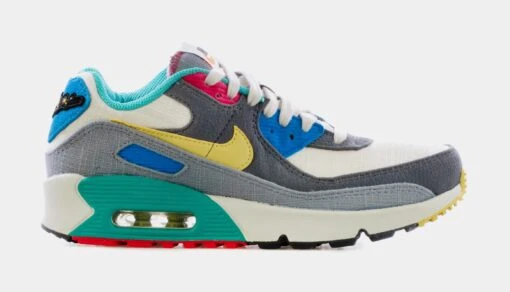 Nike Air Max 90 Air Sprung Grade School Lifestyle Shoes (Grey/Multi) -Nike 74228c728c0142d8b82fa13700d63150