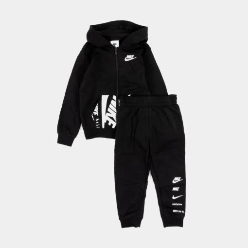 Nike NSW Fleece Pullover + Jogger Infant Toddler Set (Black/White) -Nike 7ed884c0f0b14eee9dec1a04a7ec307e