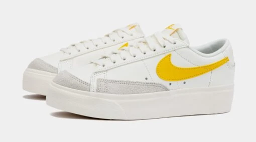 Nike Blazer Low Platform Womens Lifestyle Shoes (White/Yellow) -Nike 84ba98fce8d9fa091217d8314988d97c