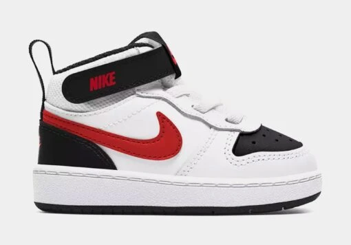 Nike Court Borough Mid 2 Infant Toddler Shoes (White/Red) -Nike 91636dfc3dedaaf7da0ca20177a357ff