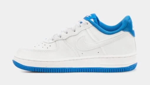 Nike Air Force 1 Essentials Preschool Lifestyle Shoes (White/Blue) -Nike 9d798dfb1e5cc1283785b49fca1350e7