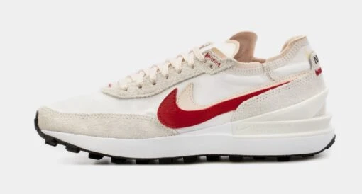 Nike Waffle One Double Swoosh Womens Running Shoes (White/Red) -Nike ab8bff9a9f547c4fac0c0640c1c85696