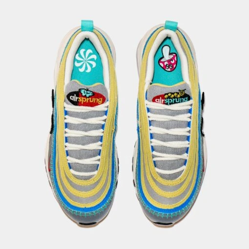 Nike Air Max 97 SE Air Sprung Grade School Lifestyle Shoes (Grey/Multi) -Nike b7614f1da88546f2ab9e1ace4485a828