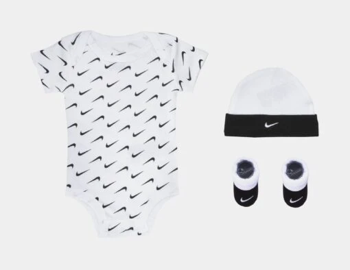 Nike Swoosh Essentials 3pc Infant Toddler Set (White/Black) -Nike b84842c2888fb91fd8e2cadaccce1328