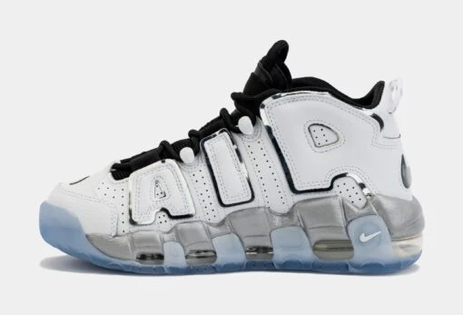 Nike Air More Uptempo White Metallic Womens Basketball Shoes (White/Grey) -Nike bff10dc269c38696afdd1764ad7a002b