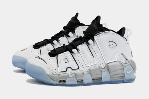 Nike Air More Uptempo White Metallic Womens Basketball Shoes (White/Grey) -Nike e8788140e6619497fc486d7f95fd28c8