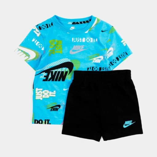 Nike Active Joy Shorts Infant Toddler Set (Black/Blue) -Nike ec4c65d2026fdff9ab2cfd1c480f17c5