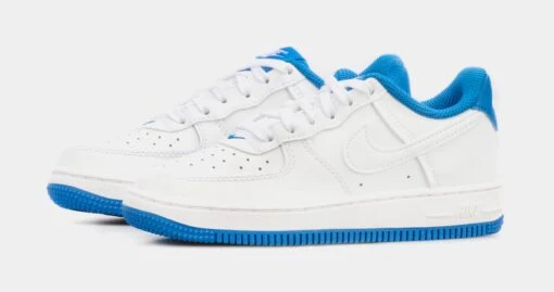 Nike Air Force 1 Essentials Preschool Lifestyle Shoes (White/Blue) -Nike fc183b214a597d6d196aff0844d61510